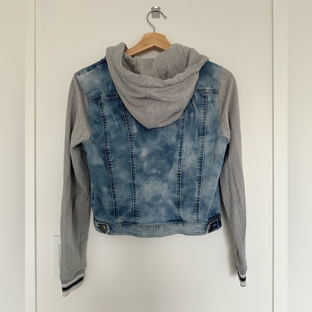 Short/cropped denim/fleece jacket - Picture 4 of 4